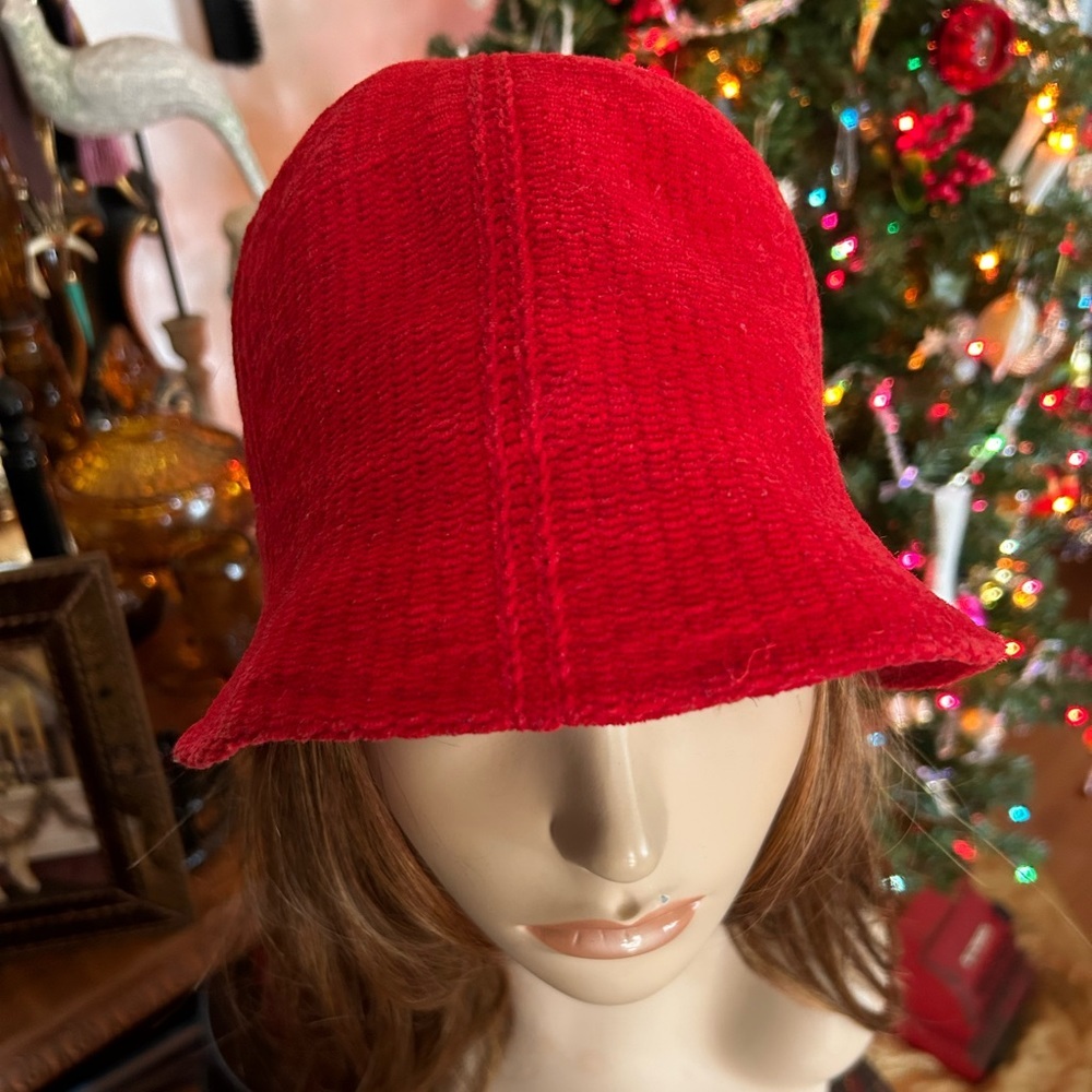 Vintage Red Chenille Bucket Hat - Picture 1 of 8